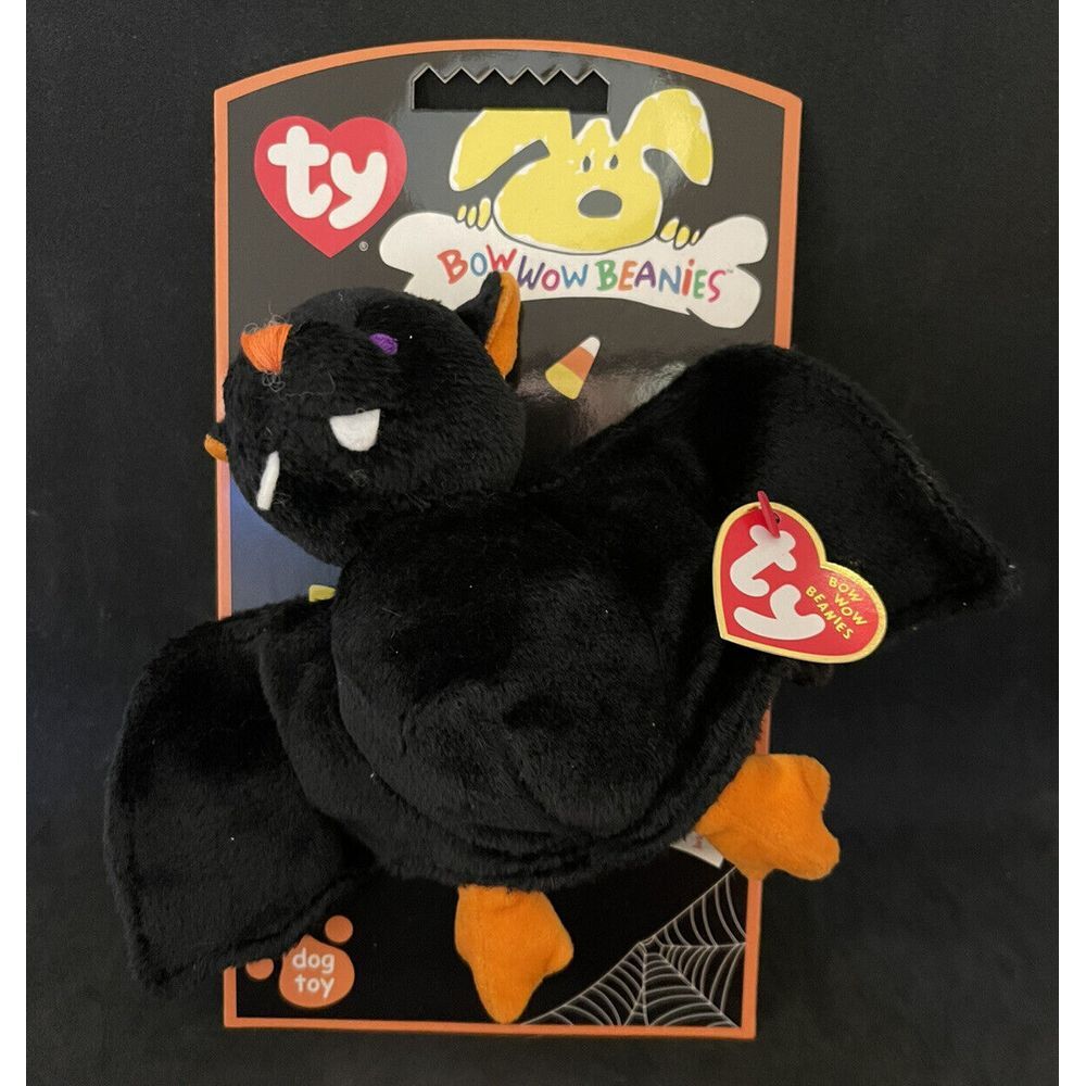 TY Bow Wow Beanies -‎ BAT - New MWMTs Dog Toy with display card